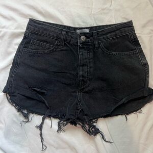 Black Distressed Denim Shorts